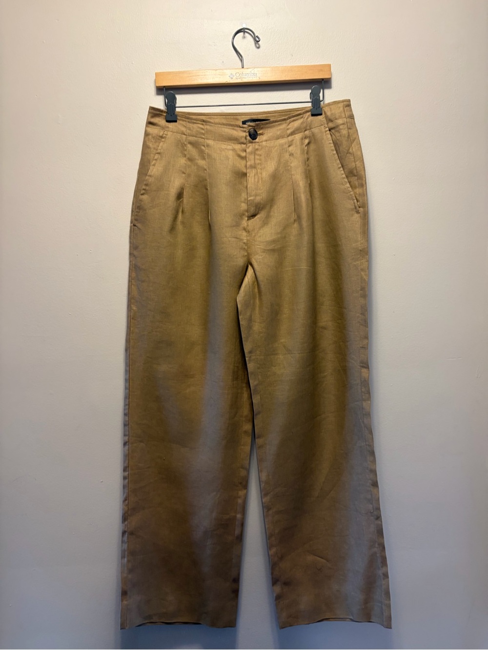 Banana Republic 100% Linen Women’s High-Rise Wide-Leg Trousers in Light Brown
